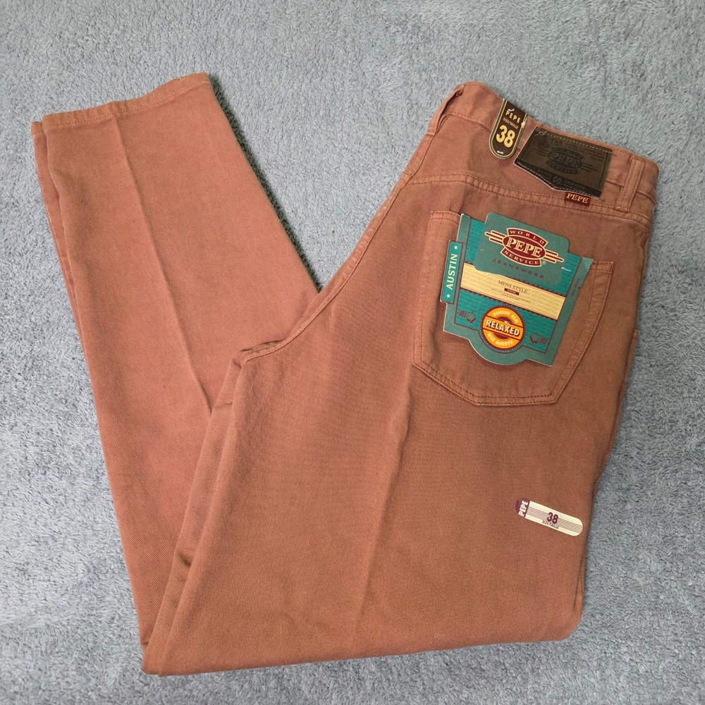 Pepe Jeans Mens 38 Austin Relaxed Fit Trousers Terracotta Clay Cotton 36x33